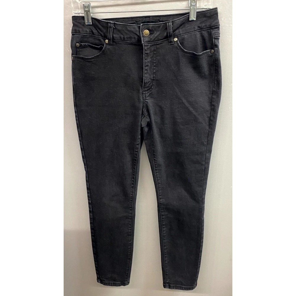 Tahari Chloe Fit Solution Skinny Jeans Womens 6/28 Black Denim Stretch Dark Wash